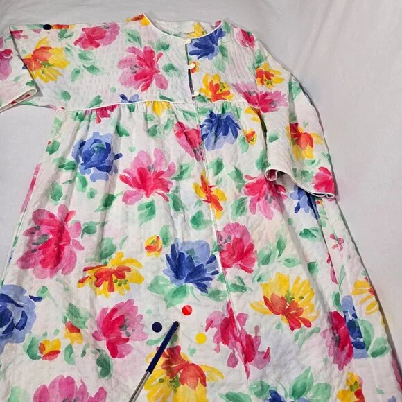 USA Vintage 70's Cottagecore Multicolor Floral Maxi Dress by MISS ELAINE Size XL - Picture 8 of 17